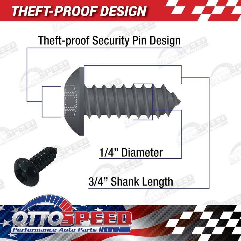 OttoSpeed Anti-Theft Security Screws for License Plate - Rustproof Fastener with Theft-Proof Black Stainless Steel License Plate Screws, Nylon Screw Inserts, Easy Installation Tools for Fastening License Plates - Image 3
